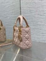 DIOR 25S MINI LADY DIOR BAG 17 IN PINK CALFSKIN CHARM CRYSTAL EMBELLISHMENTS - Image 13