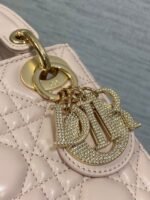 DIOR 25S MINI LADY DIOR BAG 17 IN PINK CALFSKIN CHARM CRYSTAL EMBELLISHMENTS - Image 12