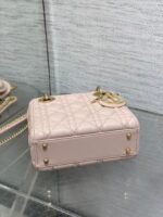 DIOR 25S MINI LADY DIOR BAG 17 IN PINK CALFSKIN CHARM CRYSTAL EMBELLISHMENTS - Image 8
