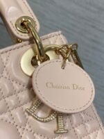 DIOR 25S MINI LADY DIOR BAG 17 IN PINK CALFSKIN CHARM CRYSTAL EMBELLISHMENTS - Image 6