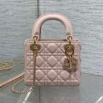 DIOR 25S MINI LADY DIOR BAG 17 IN PINK CALFSKIN CHARM CRYSTAL EMBELLISHMENTS - Image 10