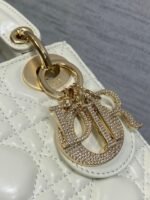 DIOR 25S MINI LADY DIOR BAG 17 IN IVORY CALFSKIN CHARM CRYSTAL EMBELLISHMENTS - Image 12
