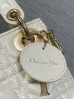 DIOR 25S MINI LADY DIOR BAG 17 IN IVORY CALFSKIN CHARM CRYSTAL EMBELLISHMENTS - Image 6