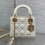 DIOR 25S MINI LADY DIOR BAG 17 IN IVORY CALFSKIN CHARM CRYSTAL EMBELLISHMENTS - Image 10