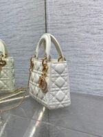 DIOR 25S MINI LADY DIOR BAG 17 IN IVORY CALFSKIN CHARM CRYSTAL EMBELLISHMENTS - Image 4