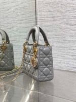 DIOR 25S MINI LADY DIOR BAG 17 IN DARK GRAY CALFSKIN CHARM CRYSTAL EMBELLISHMENTS - Image 13
