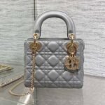 DIOR 25S MINI LADY DIOR BAG 17 IN DARK GRAY CALFSKIN CHARM CRYSTAL EMBELLISHMENTS - Image 10
