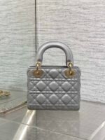 DIOR 25S MINI LADY DIOR BAG 17 IN DARK GRAY CALFSKIN CHARM CRYSTAL EMBELLISHMENTS - Image 11