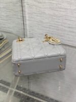 DIOR 25S MINI LADY DIOR BAG 17 IN DARK GRAY CALFSKIN CHARM CRYSTAL EMBELLISHMENTS - Image 8