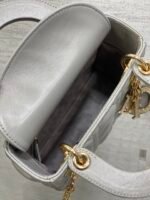 DIOR 25S MINI LADY DIOR BAG 17 IN DARK GRAY CALFSKIN CHARM CRYSTAL EMBELLISHMENTS - Image 14