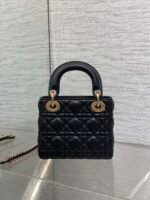 DIOR 25S MINI LADY DIOR BAG 17 IN BLACK CALFSKIN CHARM CRYSTAL EMBELLISHMENTS - Image 11
