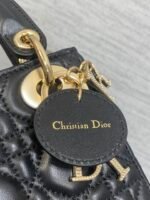 DIOR 25S MINI LADY DIOR BAG 17 IN BLACK CALFSKIN CHARM CRYSTAL EMBELLISHMENTS - Image 16