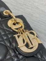 DIOR 25S MINI LADY DIOR BAG 17 IN BLACK CALFSKIN CHARM CRYSTAL EMBELLISHMENTS - Image 12