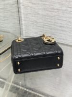 DIOR 25S MINI LADY DIOR BAG 17 IN BLACK CALFSKIN CHARM CRYSTAL EMBELLISHMENTS - Image 8