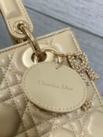 DIOR 25S LADY DIOR BAG 20 IN SAND BEIGE CALFSKIN CHARM PEARL EMBELLISHMENTS - Image 15