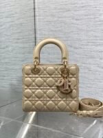 DIOR 25S LADY DIOR BAG 20 IN SAND BEIGE CALFSKIN CHARM PEARL EMBELLISHMENTS - Image 7