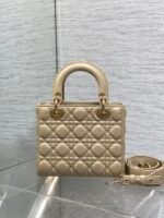 DIOR 25S LADY DIOR BAG 20 IN SAND BEIGE CALFSKIN CHARM PEARL EMBELLISHMENTS - Image 11