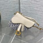 DIOR 25S MINI SOFT SADDLE BAG 19 IN BLUE DIOR OBLIQUE CHAMBRAY AND IVORY SMOOTH CALFSKIN - Image 10