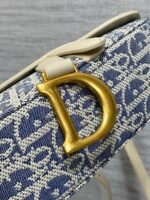 DIOR 25S MINI SOFT SADDLE BAG 19 IN BLUE DIOR OBLIQUE CHAMBRAY AND IVORY SMOOTH CALFSKIN - Image 12