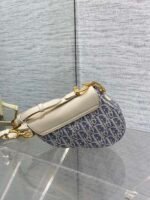 DIOR 25S MINI SOFT SADDLE BAG 19 IN BLUE DIOR OBLIQUE CHAMBRAY AND IVORY SMOOTH CALFSKIN - Image 11