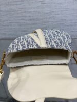 DIOR 25S MINI SOFT SADDLE BAG 19 IN BLUE DIOR OBLIQUE CHAMBRAY AND IVORY SMOOTH CALFSKIN - Image 8