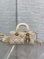 DIOR 25S MICRO LADY D-JOY 16 IN BEIGE LAMBSKIN GOLD HARDWRE - Image 6