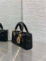 DIOR 25S SMALL LADY D‑JOY BAG 22 IN BLACK CALFSKIN GOLD HARDWRE - Image 6