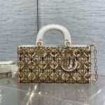 DIOR 25S SMALL LADY - JOY BAG 26 IN LATTE CANNAGE CALFSKIN WITH SPARKLING