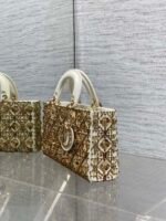 DIOR 25S SMALL LADY - JOY BAG 26 IN LATTE CANNAGE CALFSKIN WITH SPARKLING - Image 7