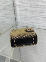 DIOR 25S MINI LADY D-LITE BAG 12 IN BLACK CANVAS AND CALFSKIN CRYSTAL-STUDDED - Image 7