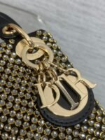 DIOR 25S MINI LADY D-LITE BAG 12 IN BLACK CANVAS AND CALFSKIN CRYSTAL-STUDDED - Image 4
