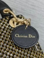 DIOR 25S MINI LADY D-LITE BAG 12 IN BLACK CANVAS AND CALFSKIN CRYSTAL-STUDDED - Image 5
