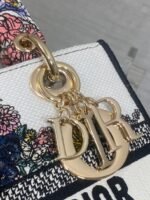 DIOR 25S SMALL LADY D-LITE BAG 24 IN WHITE RED DIOR STAR EMBROIDERY - Image 13