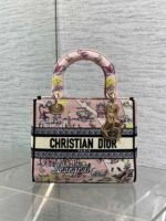 DIOR 25S SMALL LADY D-LITE BAG 24 IN PINK CANVAS DIOR BUTTERFLY - Image 14