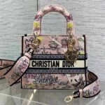 DIOR 25S SMALL LADY D-LITE BAG 24 IN PINK CANVAS DIOR BUTTERFLY - Image 10