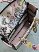 DIOR 25S SMALL LADY D-LITE BAG 24 IN PINK CANVAS DIOR BUTTERFLY - Image 7