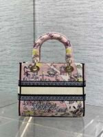DIOR 25S SMALL LADY D-LITE BAG 24 IN PINK CANVAS DIOR BUTTERFLY - Image 11