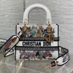 DIOR 25S SMALL LADY D-LITE BAG 24 IN WHITE DIOR FLOWERS CALENDAR ALLOVER EMBROIDERY - Image 10