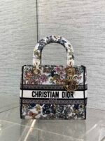 DIOR 25S SMALL LADY D-LITE BAG 24 IN MULTICOLOR DIOR FLOWERS CALENDAR ALLOVER EMBROIDERY - Image 14