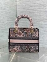 DIOR 25S SMALL LADY D-LITE BAG 24 IN PINK DIOR FLOWERS CALENDAR ALLOVER EMBROIDERY - Image 2