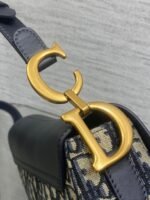 DIOR 25S MINI SOFT SADDLE BAG 19 IN BLUE DIOR OBLIQUE JACQUARD AND SMOOTH CALFSKIN - Image 16
