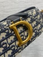 DIOR 25S MINI SOFT SADDLE BAG 19 IN BLUE DIOR OBLIQUE JACQUARD AND SMOOTH CALFSKIN - Image 12