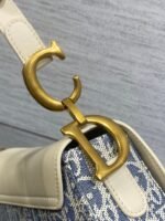 DIOR 25S SOFT SADDLE BAG 25 IN BLUE DIOR OBLIQUE CHAMBRAY AND IVORY SMOOTH CALFSKIN - Image 15