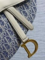 DIOR 25S SOFT SADDLE BAG 25 IN BLUE DIOR OBLIQUE CHAMBRAY AND IVORY SMOOTH CALFSKIN - Image 14