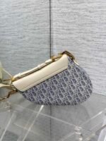 DIOR 25S SOFT SADDLE BAG 25 IN BLUE DIOR OBLIQUE CHAMBRAY AND IVORY SMOOTH CALFSKIN - Image 2