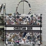 DIOR 25S LUCKY LARGE DIOR BOOK TOTE 42 IN MULTICOLOR DIOR FLOWERS CALENDAR ALLOVER EMBROIDERY - Image 10