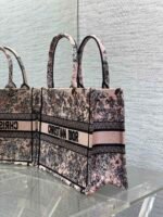 DIOR 25S LUCKY MEDIUM DIOR BOOK TOTE 36 IN PINK MULTICOLOR DIOR FLOWERS CALENDAR ALLOVER EMBROIDERY - Image 4