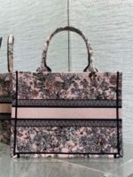 DIOR 25S LUCKY MEDIUM DIOR BOOK TOTE 36 IN PINK MULTICOLOR DIOR FLOWERS CALENDAR ALLOVER EMBROIDERY - Image 11