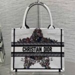 DIOR 25S LUCKY SMALL DIOR BOOK TOTE 26 IN WHITE MULTICOLOR DIOR STAR EMBROIDERY - Image 10