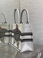 DIOR 25S LUCKY MEDIUM DIOR BOOK TOTE 36 IN WHITE MULTICOLOR DIOR STAR EMBROIDERY - Image 13
